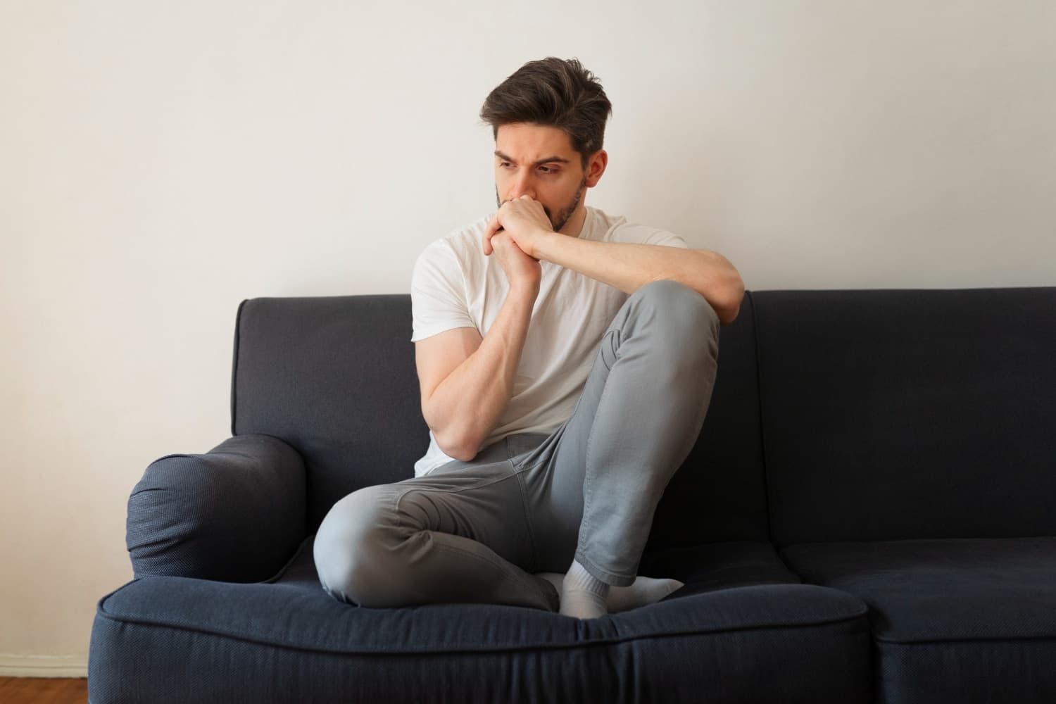A person worried about opening up to a mental health professional.