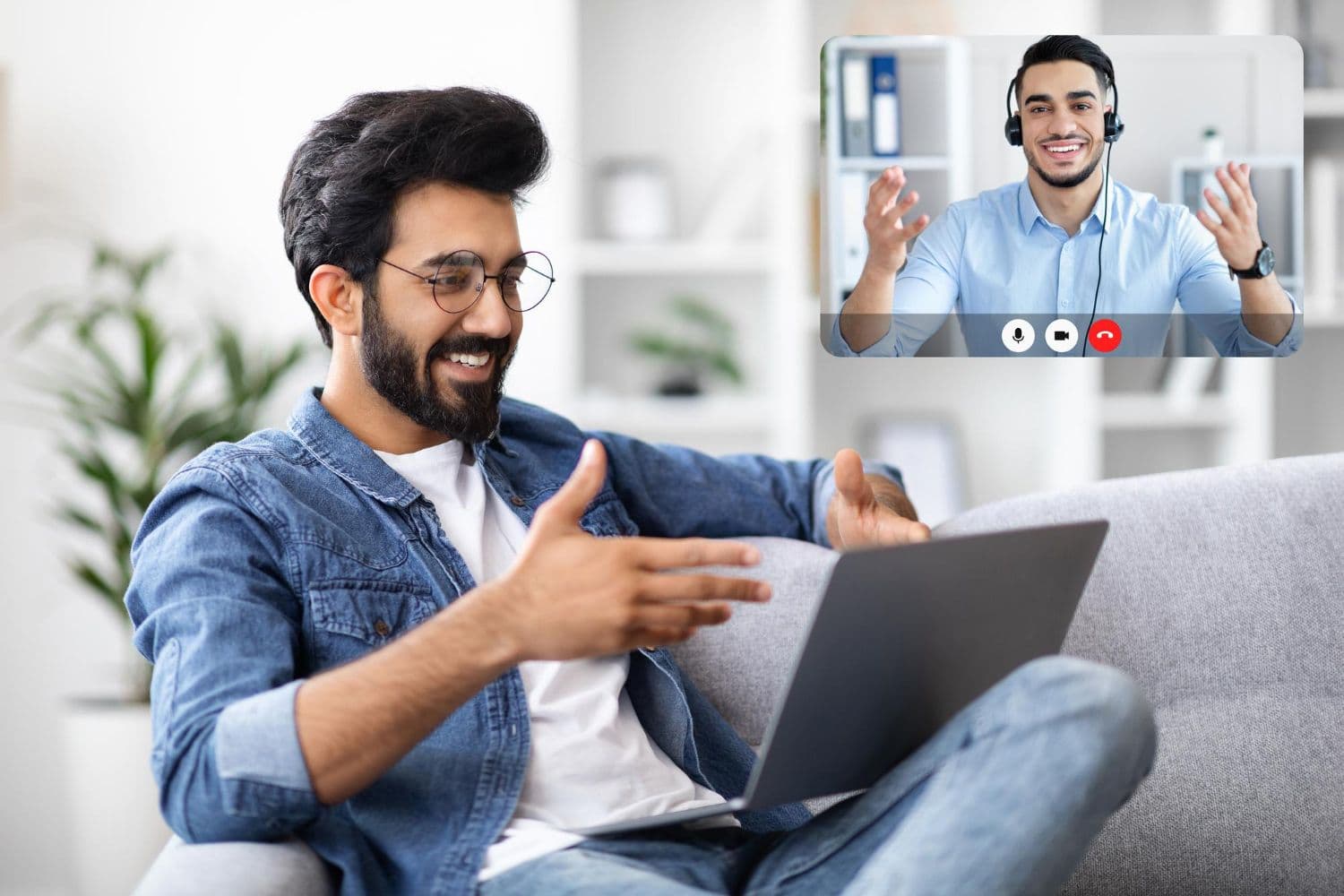 A client talking to a therapist using a platform that ensures online therapy privacy.