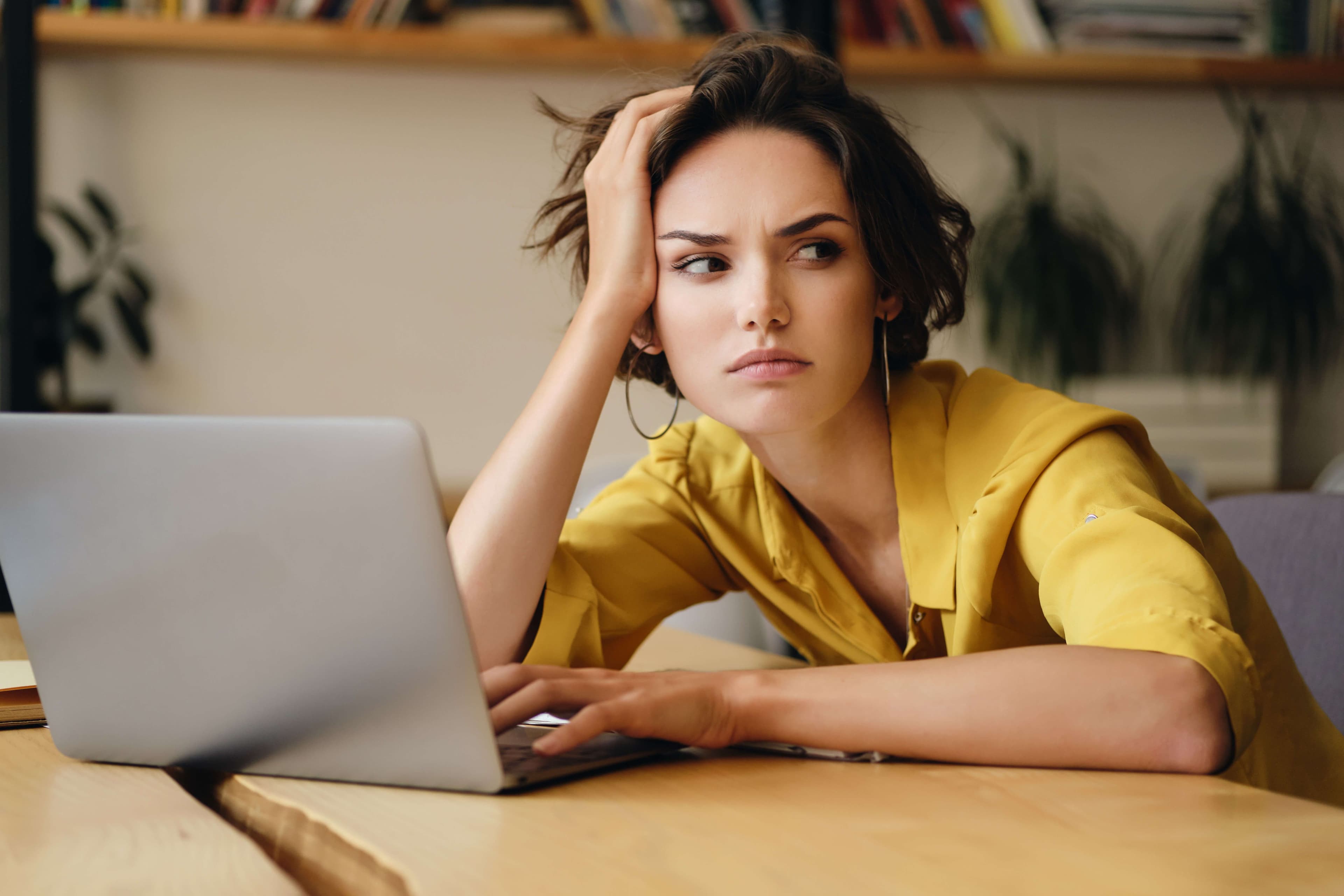 Tired person having no concentration due to depression signs